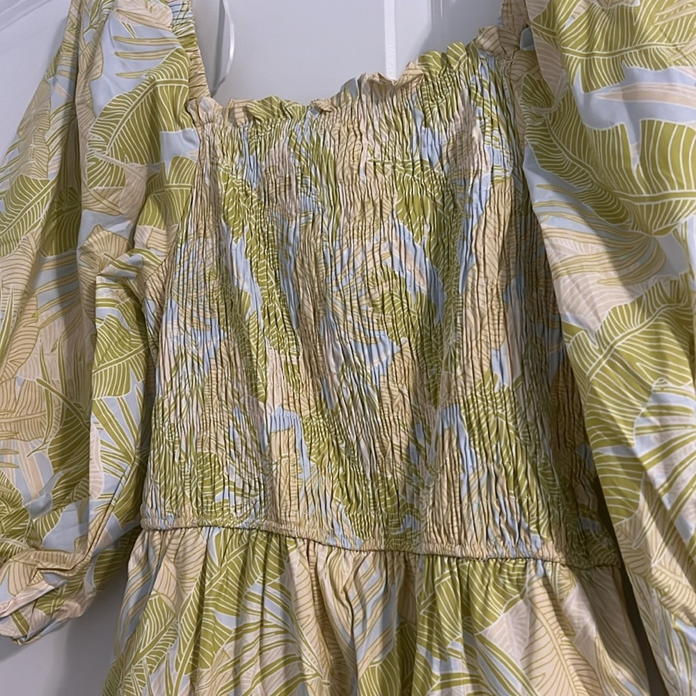 Karlie The impeccable Pig Tropical Leaf Poplin Smock Maxi Dress Large - Picture 3 of 10